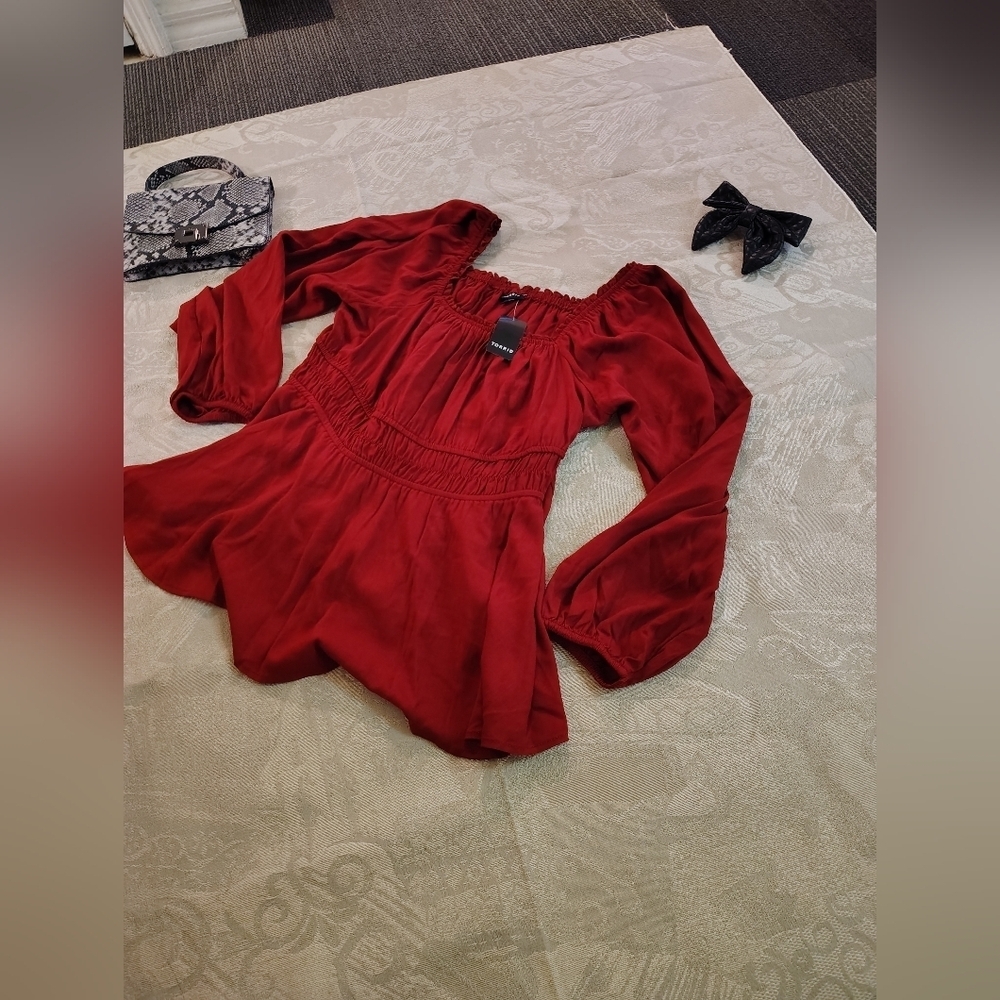 Torrid Rich Red Blouse with Puff Sleeves
